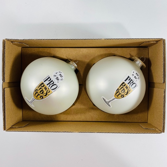 Vitbis Christmas Glass Ornaments Prosecco Set of 2 - Picture 1 of 3